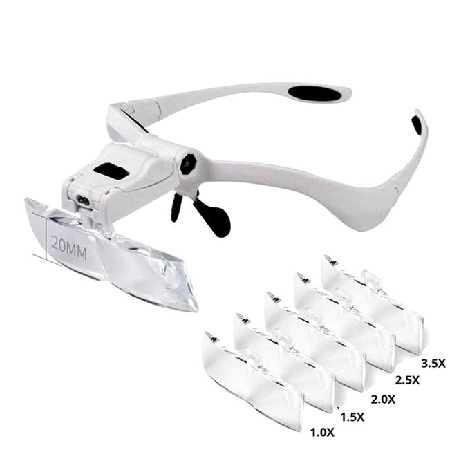 8.5X Magnifying Glass Lens LED Lamp Head Visor Loupe Jeweler Headband  Magnifier