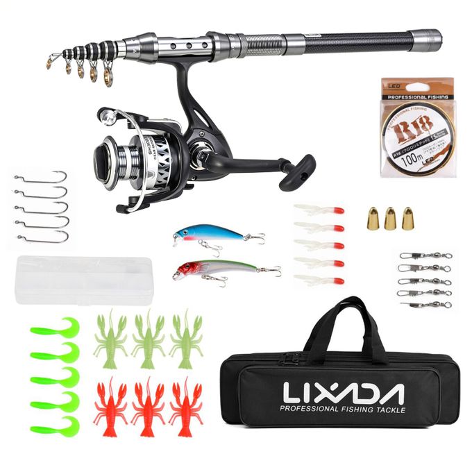 Lixada Telescopic Fishing Reel Carbon Fiber Fishing Rod Spinning