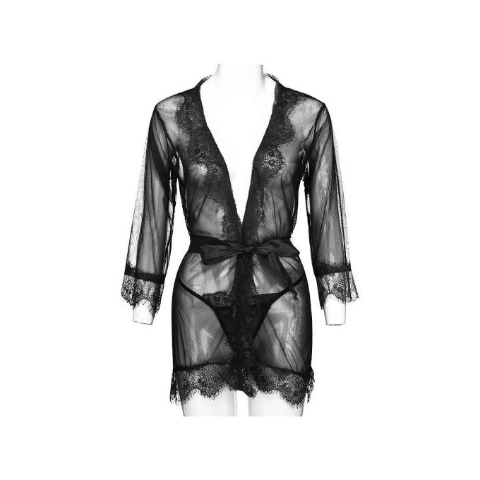 HABADOG S-3XL Size Women Transparent Black Lace Kimono Robe Bathrobe Sexy  Underwear Bra Set (Color : White Bathrobe, Size : XXL) : :  Clothing, Shoes & Accessories