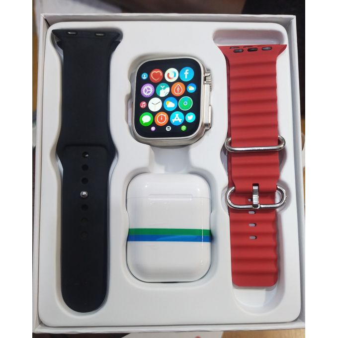 Generic Series 8 Smart Watch I8 Ultra 45mm 49mm TWO Strap TWS Bluetooth  Headset Heart Rate Monitor Fitness Sport For IPhone/Android | Jumia Nigeria