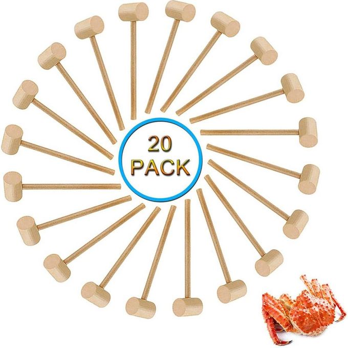 915 Generation 20Pcs Wooden Hammer Shellfish Crab Hardwood Gavel Toy for