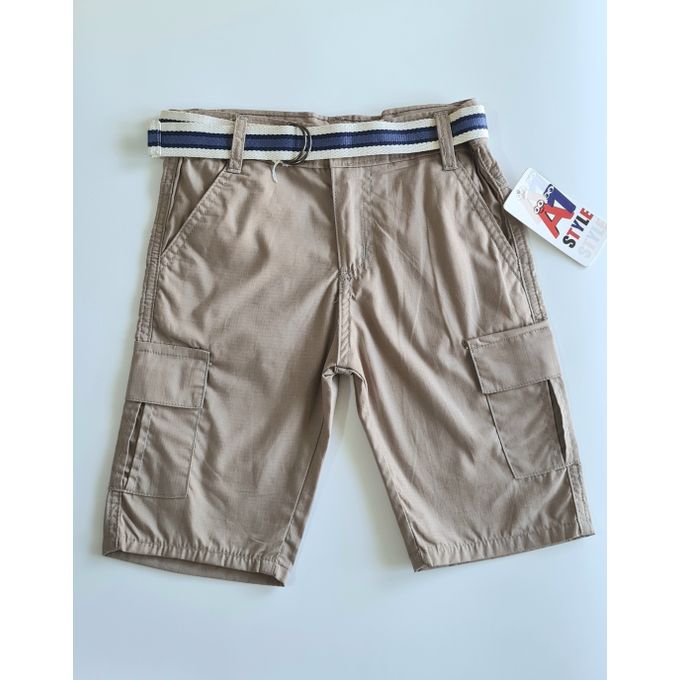 product_image_name-Fashion-Boys Khaki Combat Belted Short- Carton Brown(Size Runs Small)-1