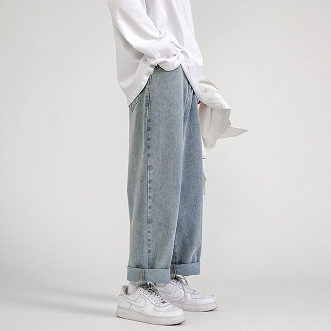 2023 New Korean Fashion Loose Jeans Classic Straight Straight Baggy Wide Leg  Trousers Street Hip Hop Pants 3xl Black Grey Blue