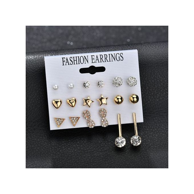 9 Pairs Stud Earrings Set