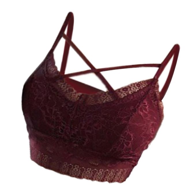 Generic Women Lace Bra Strappy Bralette X Form Bandeau XXL