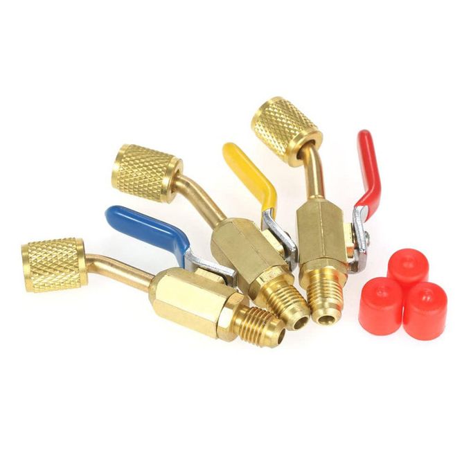 6 Pcs Air Conditioning Refrigerant Angled Compact Ball Valve 1/4 Inch For  R410A R134A R12 R22 AC HVAC R12 R22 To R134A Adapters