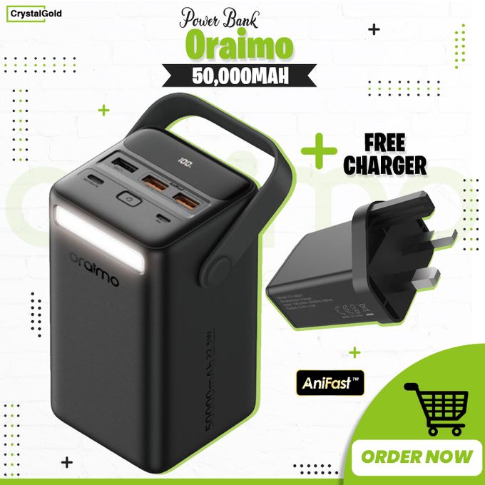 oraimo PowerBox 500 AniFast PD3.0 QC3.0 Four Output Ports 50000mAh Power  Bank