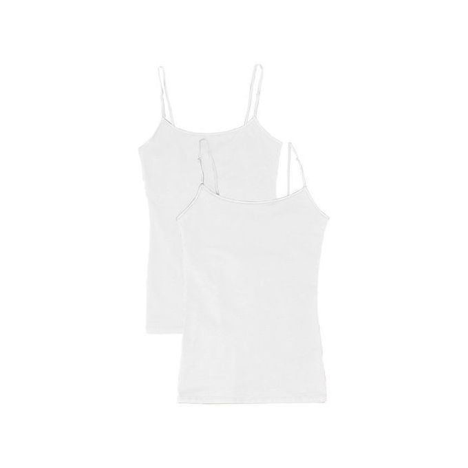 product_image_name-Fashion-White Strap 2pcs Camisole / Tank Top - White-1