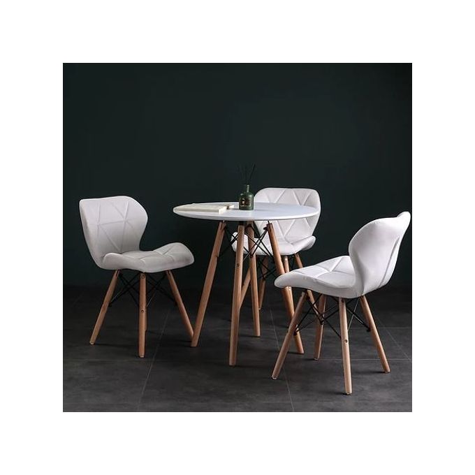 product_image_name-Generic-Round Beechwood Dining Table + 3 Sitting Leather Chairs-1