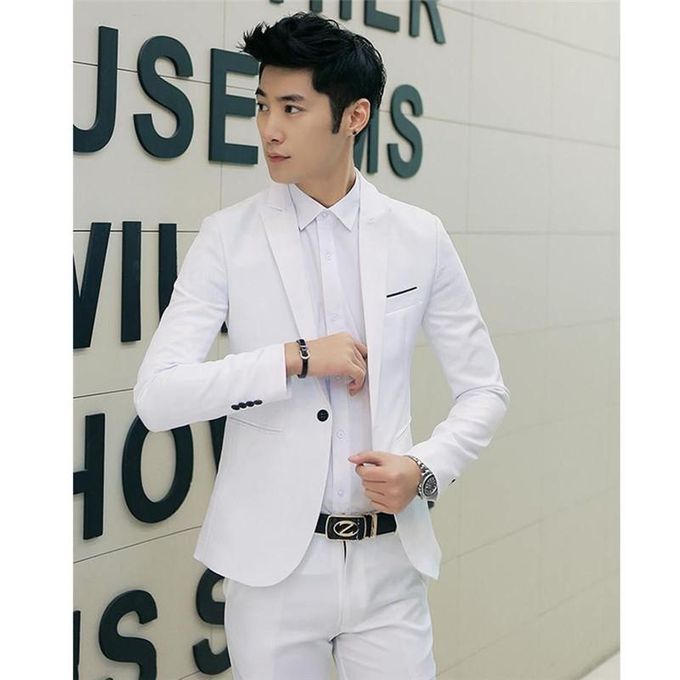 Fashion White Korean Style Men Suit Coat Slim Suit Men S Jacket