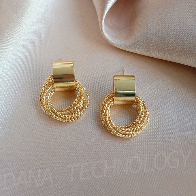 product_image_name-Fashion-E001 Ladies Metal Geometric Earrings-Gold-1