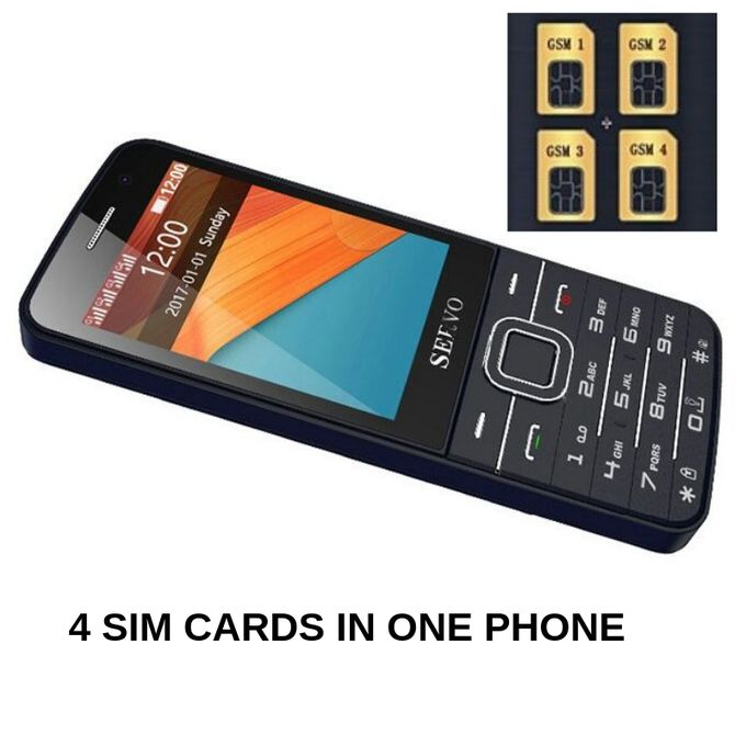 Servo 4 Sim Mobile Phone Fm Radio In Built Antenna Black Grey