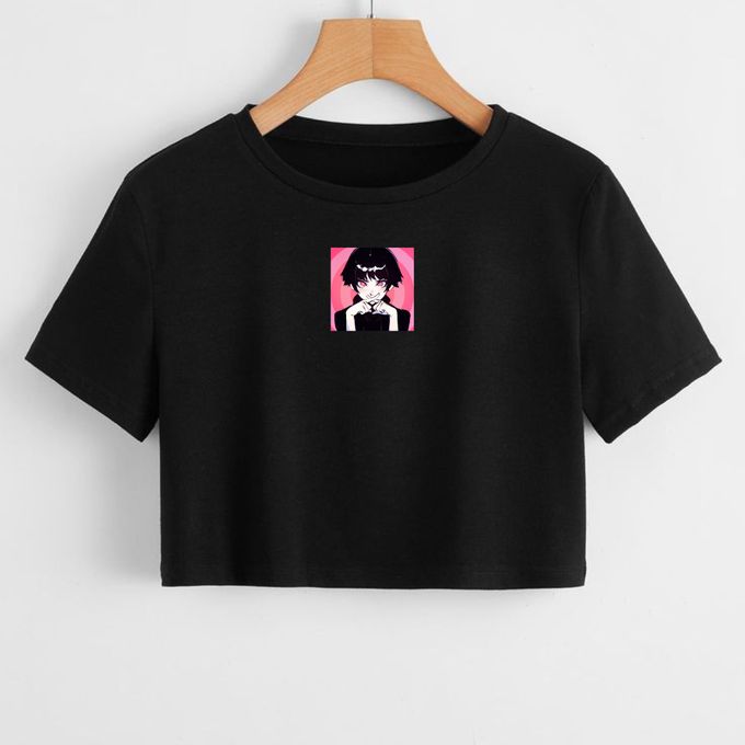 Colorblock Anime Crop Top