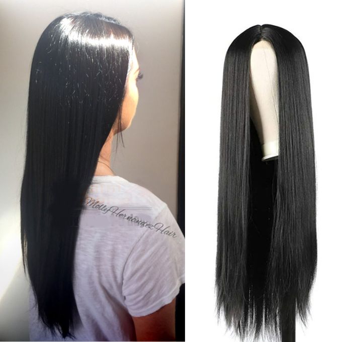 product_image_name-Huameisi-25inch Long Straight Wig Hair Black Ladies Wigs-1