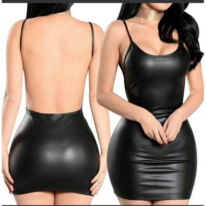 Ladies Mini Open Back Dress- Black