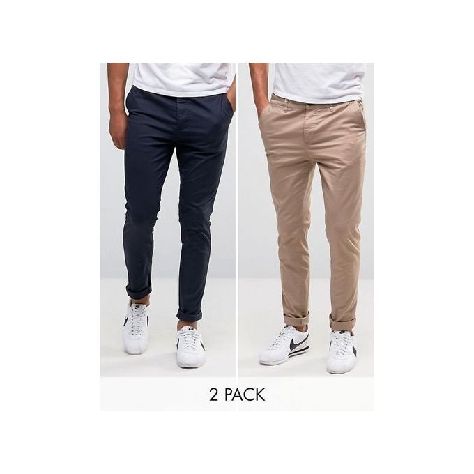 Fashion Smart 2-In-1 Men's Chino Trousers - Navy Blue/carton Brown ...