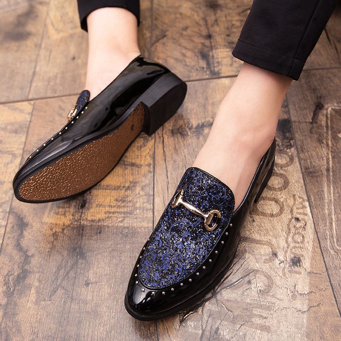 Fashion Italian Men's Dress Shoes Custom Rhinestone Business Loafers ...