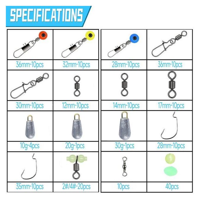 Generic 177pcs Fishing Accessories Kit Fishing Set With Luminous Block  Beads Space Beans For Freshwater Saltwater Fishing Kits