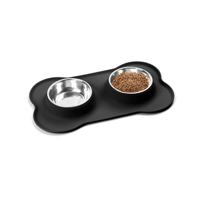 Antislip Double Dog Bowl With Silicone Mat Durable Stainless Steel Water  Food Feeder Pet Feeding Drinking Bowls for Dogs Cats G… in 2023