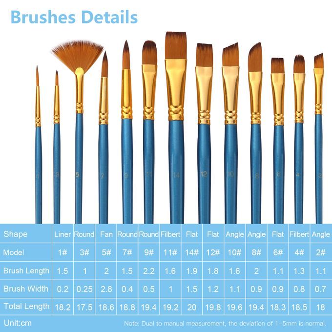 Generic 13pcs Professional Paint Brushes Set Nylon Hair Wooden