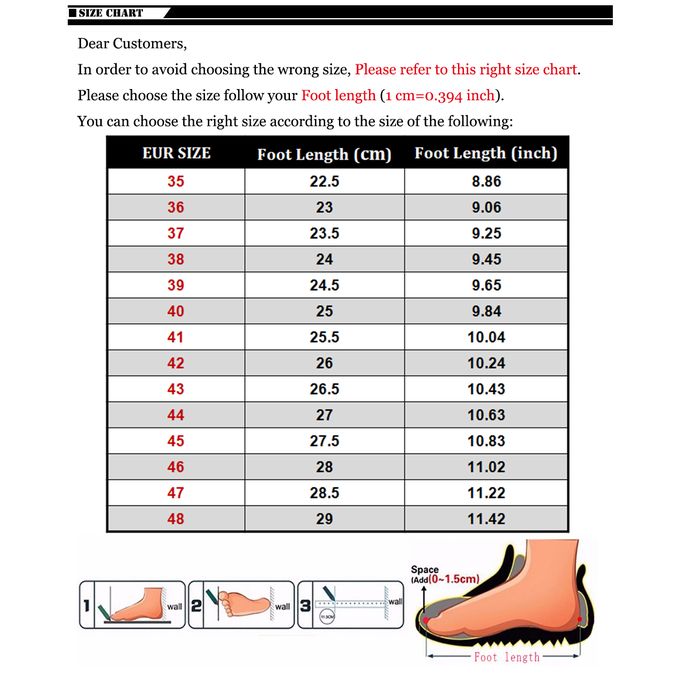 shoe size chart 38