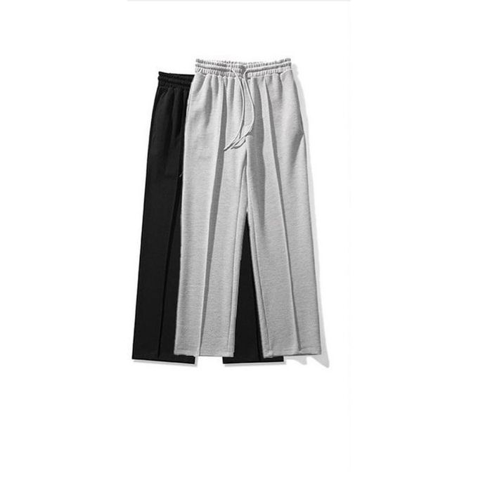 Fashion 2 Plain Baggy Joggers For Men And Women- Black/Ash