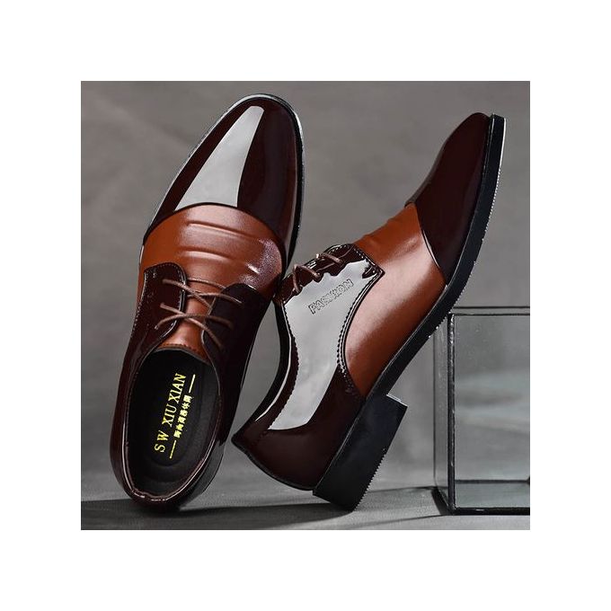 Fashion Men's Italian Plus Size Smooth Leather Shoes Brown