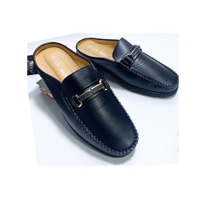 product_image_name-Fashion-Men Half Shoe - Italy Leather - Casual & Occasions - Office Shoe - Black-1
