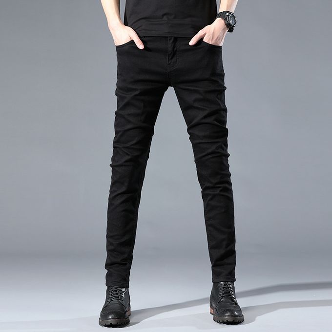 Fashion Men's Non Fade Plain Black Jeans