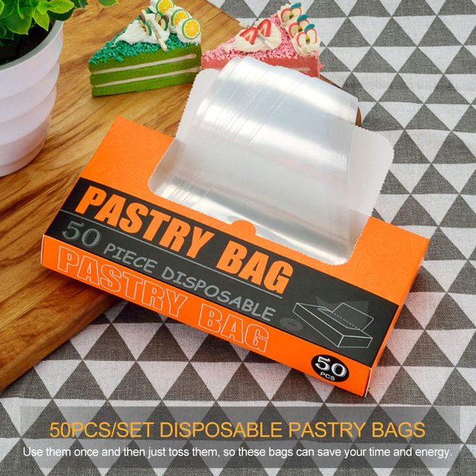 Generic 50PCS Disposable Pastry Bags Transparent Disposable Cake