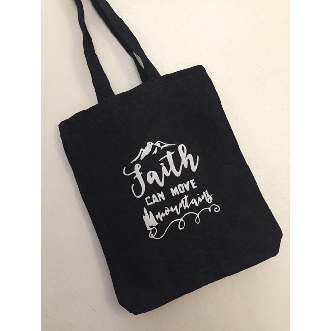 Fashion Faith Can Move Mountains Design Unisex Tote Bag Black