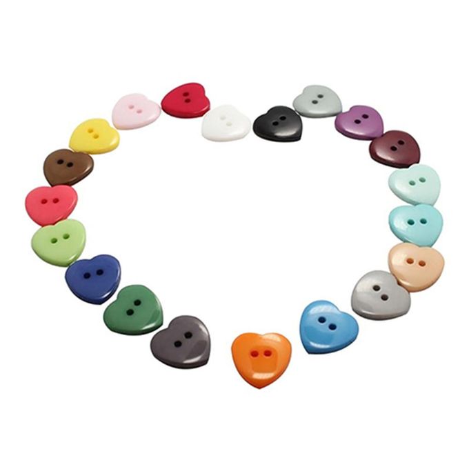 100pcs 10mm Heart Mixed Colors Resin Buttons Sewing Scrapbooking Gift I2I7 