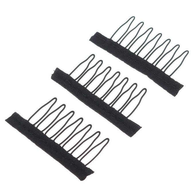 60 PCS Black Wig Combs for Making Wigs - Long 6 Teeth Glueless Wig Clips  for Wigs