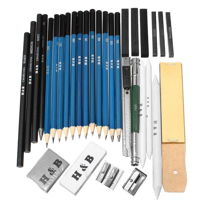 Generic 32Pcs Professional Drawing Sketch Pencil Set Charcoal Eraser Art  Kit