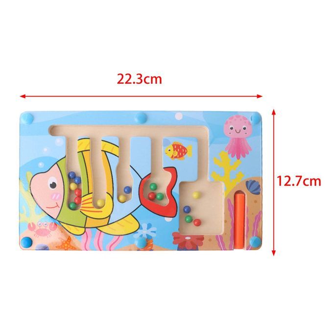 Generic Wooden Magnetic Maze Puzzle Board Brain Teaser Stem Toy For Kids  Fish