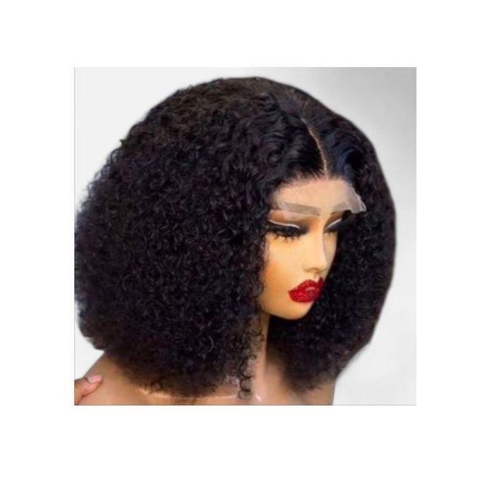 Fashion Full curly Jerry curl wig with 4 by 4 closure natural color 10 ...