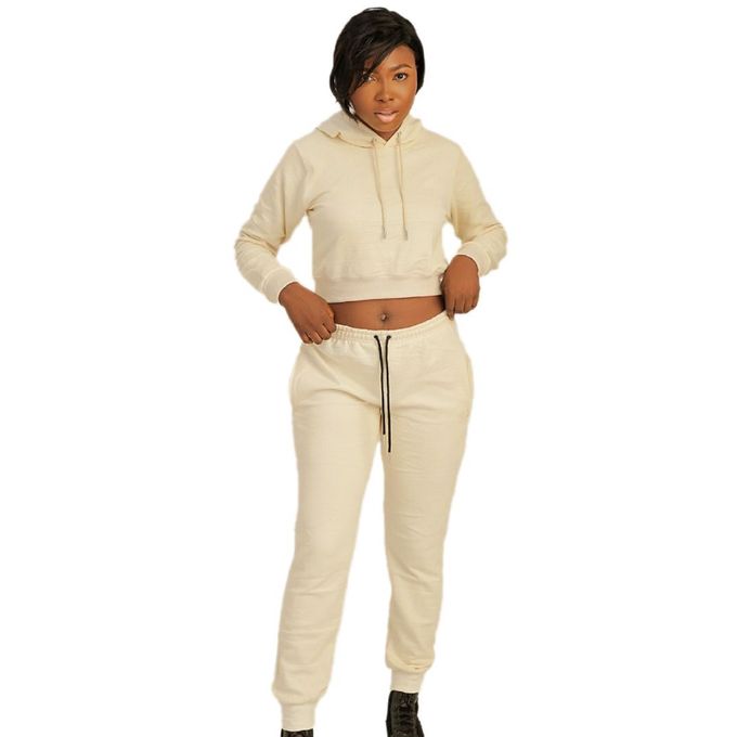 Danami Women's Set Of Joggers And Crop Hoodie (Up & Down)- Light