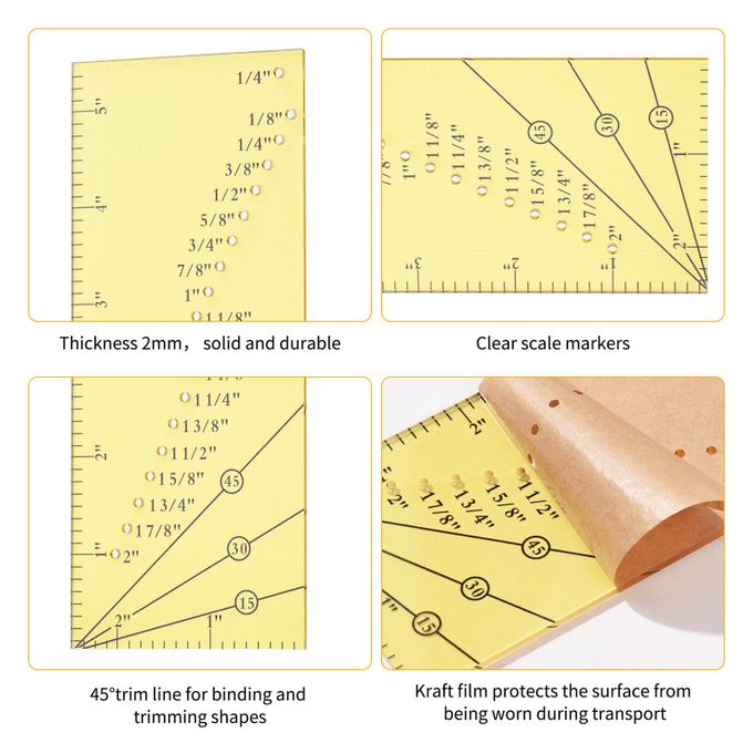 Generic Seam Allowance Ruler and 2 Magnetic Seam Guide for Sewing Machine  1/8” to 2” Straight Line Hems Sewing Ruler for Sewing Gauge with 1/4” Pivot  Point and 45 Degree Trim Line