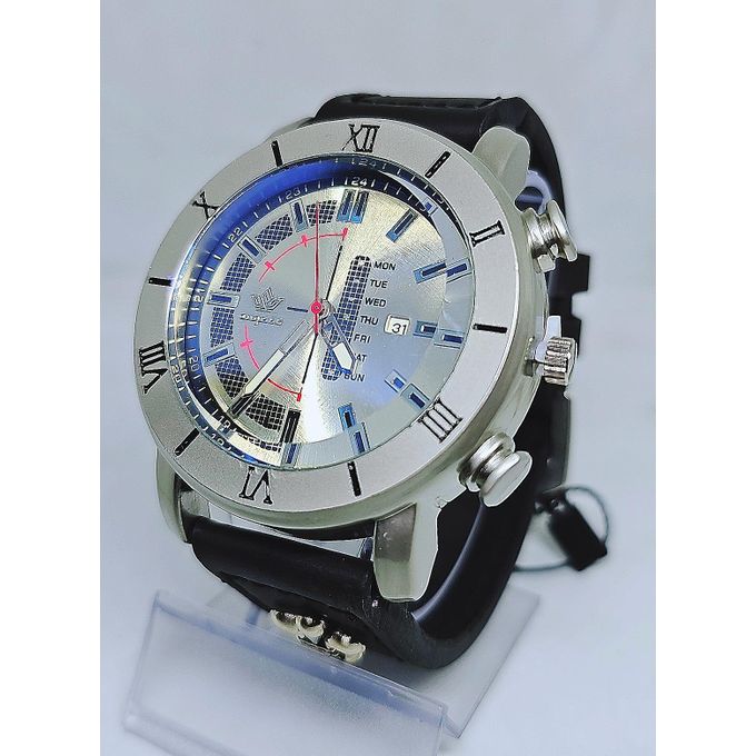 Men Classy Leather Wristwatch & Free Variety Bracelet - Image 3