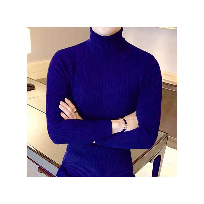 bright blue turtleneck