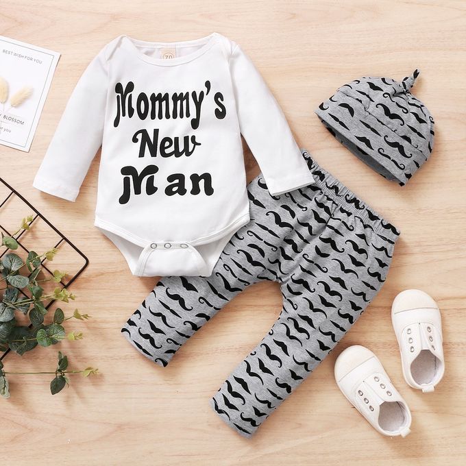 Fashion Mommy's New Man Baby Boys Long Sleeves Moustache Design Clothes Set  | Jumia Nigeria