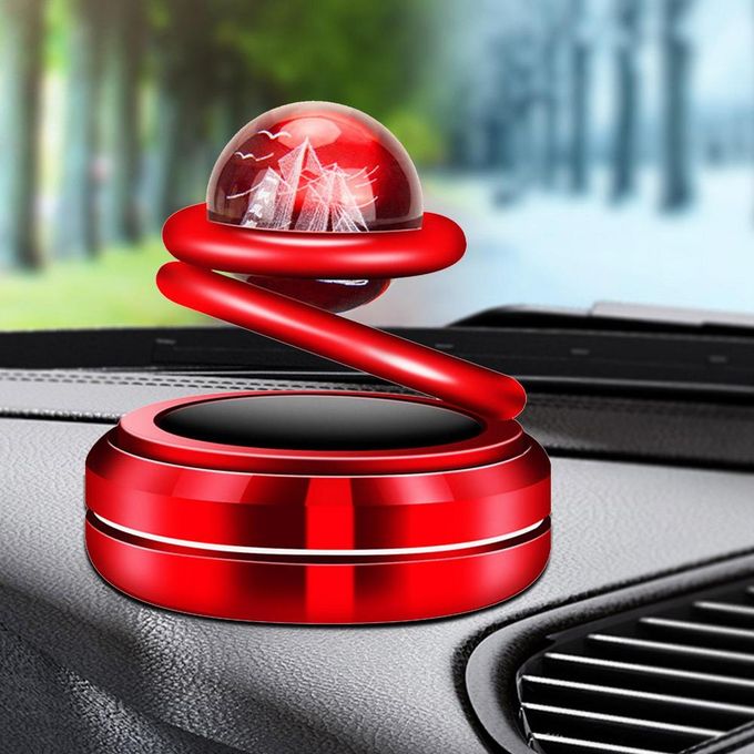 Mocessory Car Air Freshener,Rotating Solar Aromatherapy Essential Oil  Diffuser Scent Car Decoration Car interior accessories (Red)