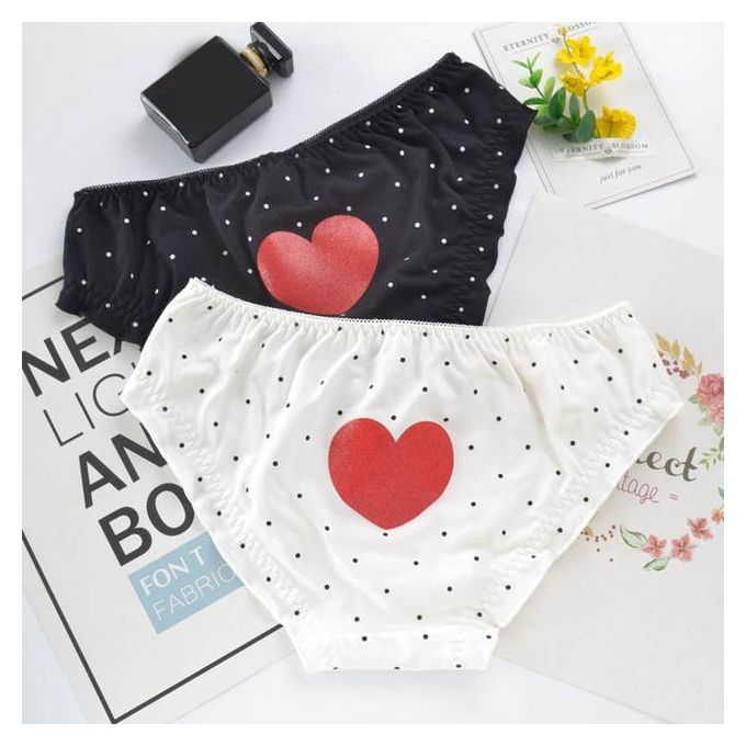 Generic Women Cotton Dot Heart Print Panties Cute Lovely Sweety Style Low  Waist Lady Underwear Girls Ruffle Knickers Princess Briefs