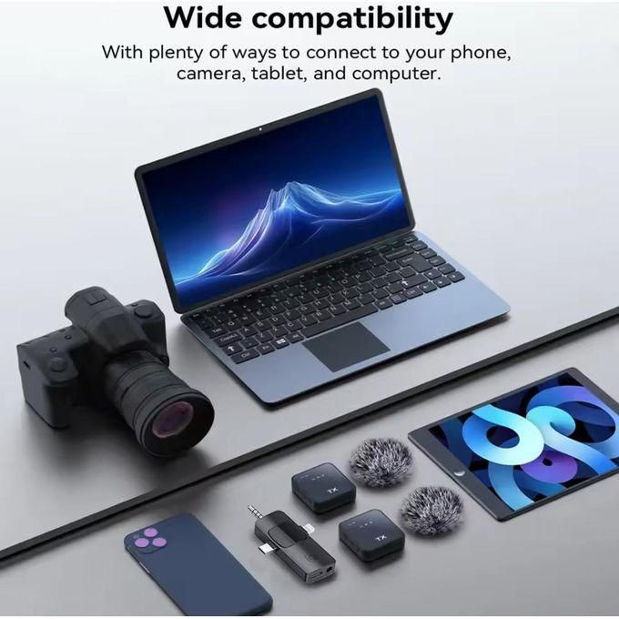 Micro Cravate sans fil F11-2 Wireless Microphone Double Émetteur Jack 3.5mm Type-C Vlog Interview Live