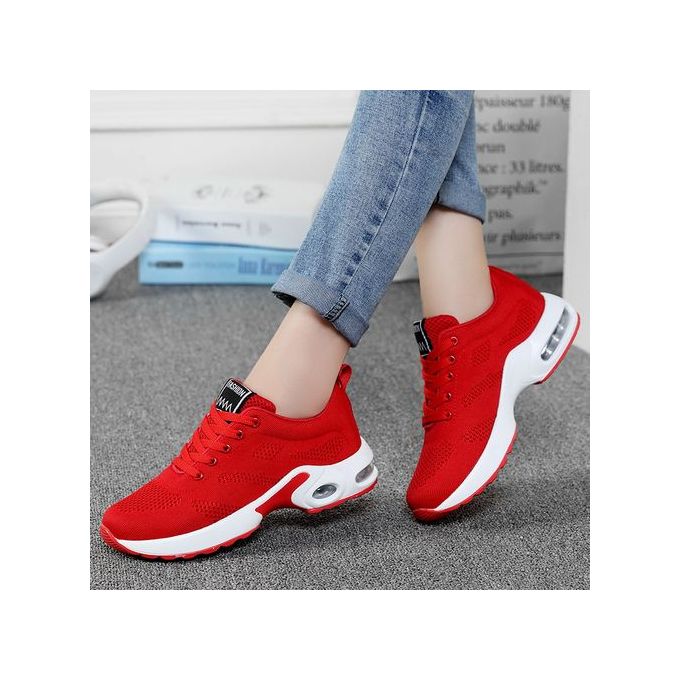 female red sneakers