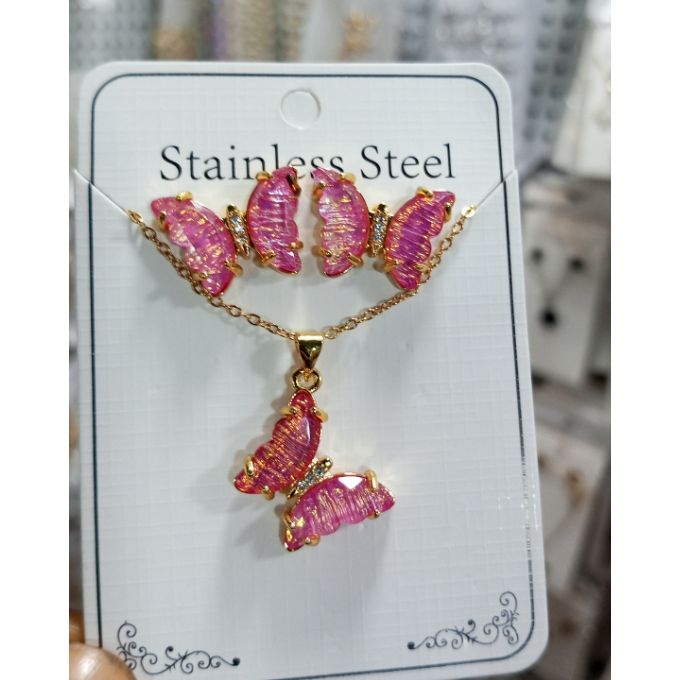 Butterfly necklace and earrings top