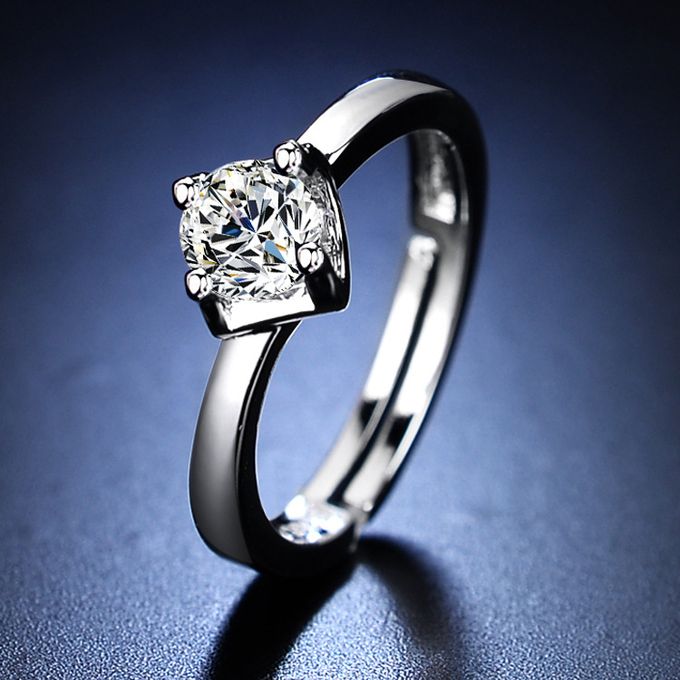 Fashion Adjustable Proposal Engagement Ring Silver + Free