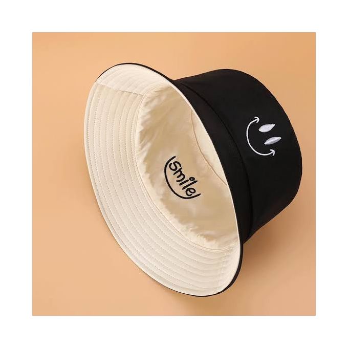 Fashion Unisex Double-Sided Reversible Bucket Hat Men Women Fishermen Cap  Black-White