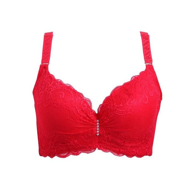 Generic Thin Bra Cup Adjustable Push Up Bra Side Gathering Furu Mm Large C  Cup E Cup Women Underwear Size(#2255 Red)