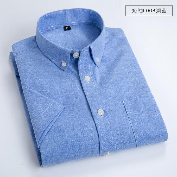 Fashion Summer Solid Men Shirt Male Clothing Slim Fit Oxford